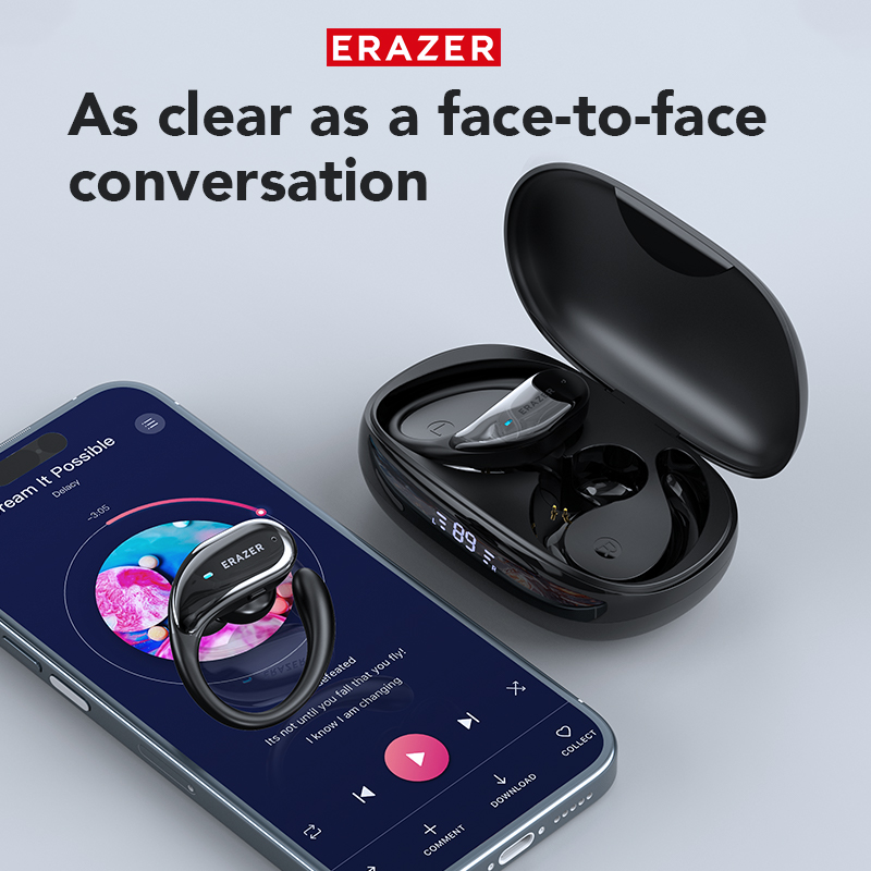 Erazer XT80 Bluetooth-Kopfhörer, kabellose Sportkopfhörer mit Mikrofonen, Tastensteuerung, LED-Leistungsanzeige, Hifi-Stereo-Klang