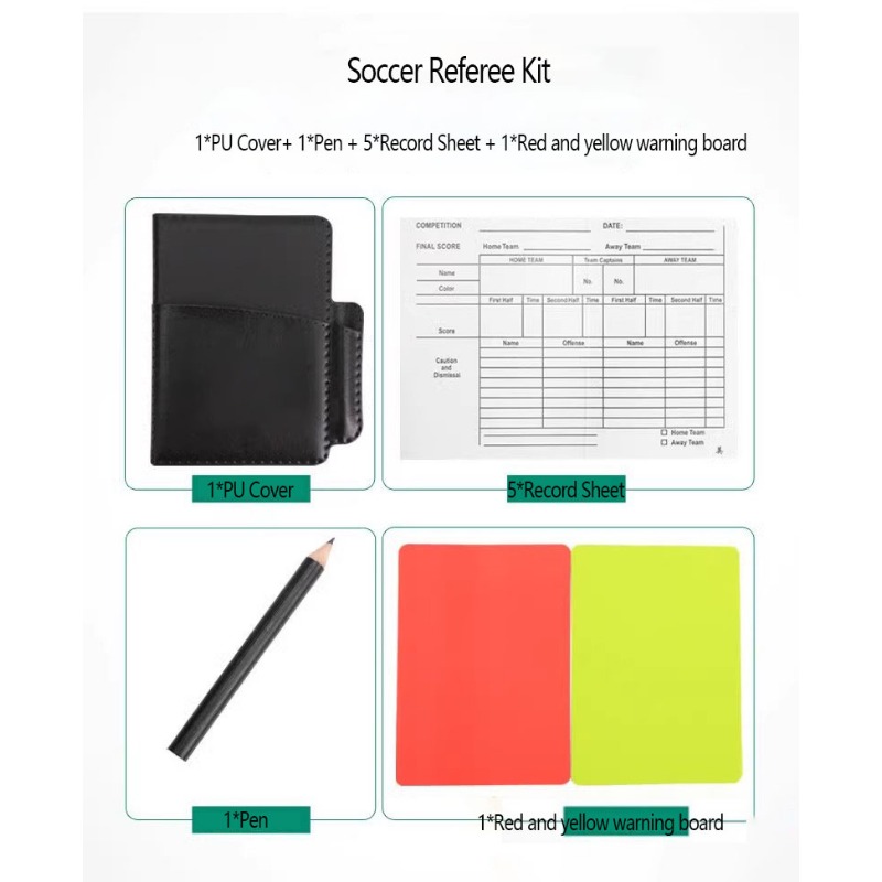 Football Soccer Referee Card Sets Warning Referee Red and Yellow Cards With Wallet Score Sheets Notebook Judge Game Referee Tool
