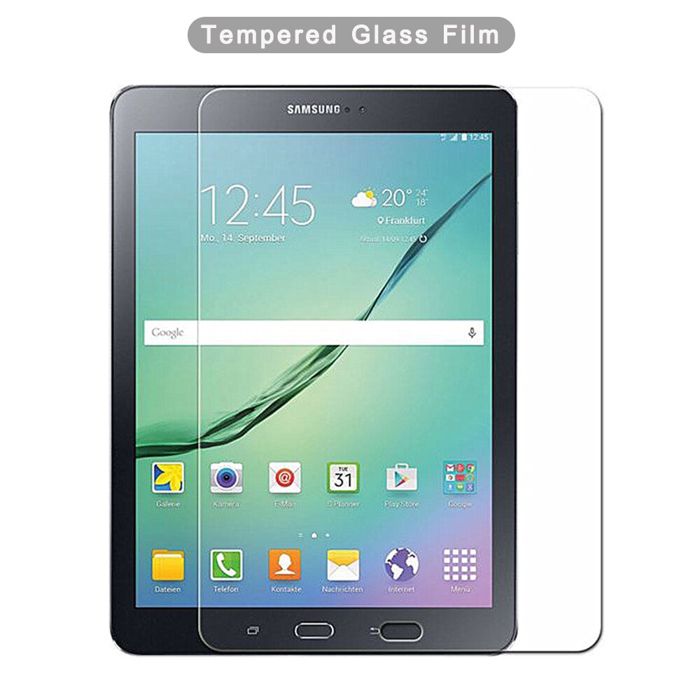 Funda de cuero con tapa para Samsung Galaxy Tab S2, carcasa magnética de 9,7 pulgadas ) para SM-T815, SM-T810, T819, T813: Tempered glass film