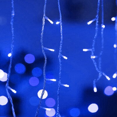 Luces navideñas para decoración de Exteriores, cortina de luces Led con caída de 5M, 0,4-0,6 m, aleros para y jardín: blue / Enchufe estadounidense
