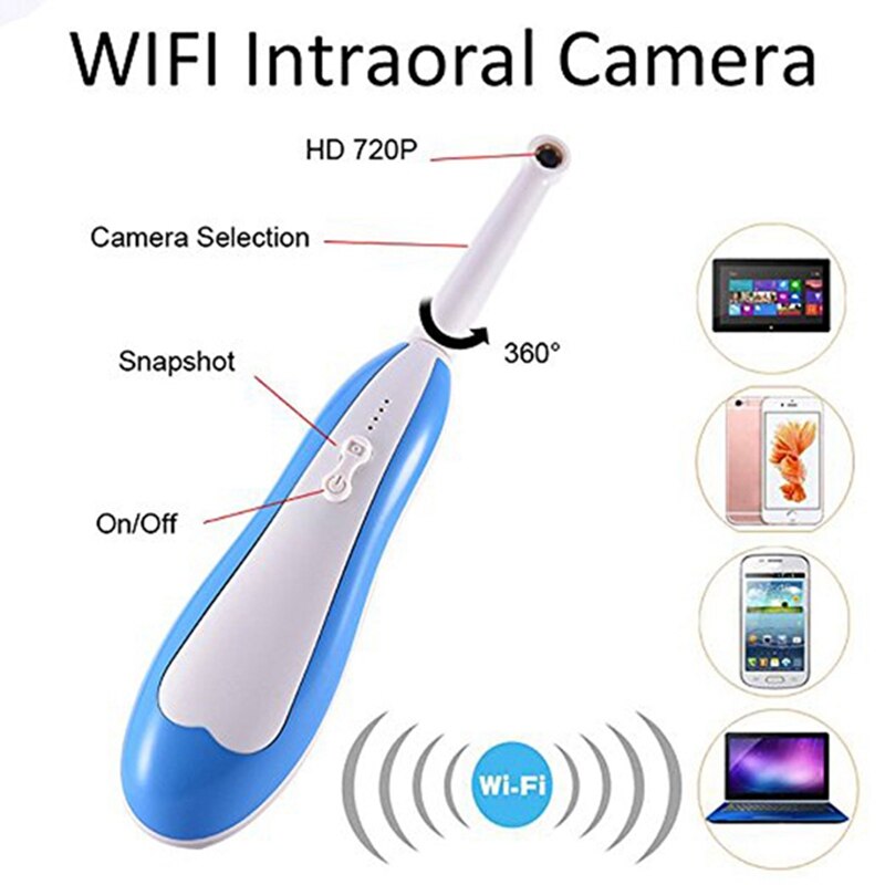 Wifi intraoralt kamera trådløst hd dental endoskop led lys overvågning inspektion for tandlæge oral real-time video dental værktøjer
