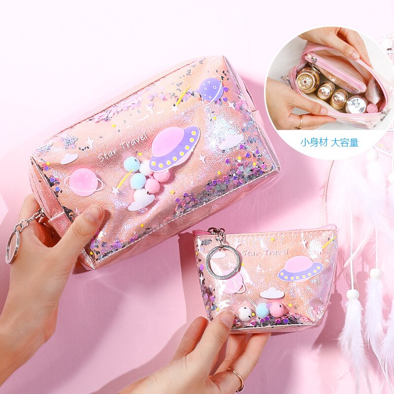 Miyahouse Quicksand maquillage sac Laser Sequin femmes fermeture éclair cosmétique organisateur stockage voyage Portable beauté lavage pochette étui sac