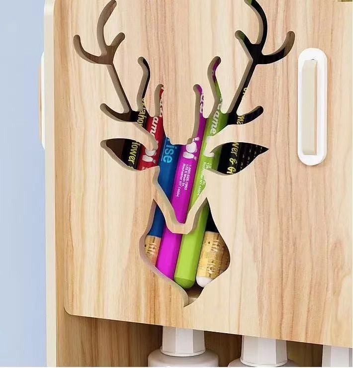 Pen pencil holder Receiving Box Desktop Learning Penholder Office desk organizer storage rack supplies wood