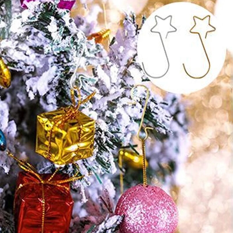 20Pcs/Batch Kerstboom S Vorm Haak Boom Top Krans Hanger Metalen Ster Prachtige Multifunctionele Hanger Woondecoratie