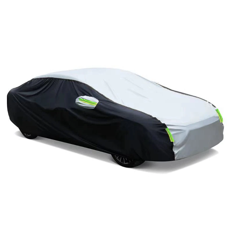 Car Cover Exterior Double Color Cover Sunshade Dustproof Protection with Reflective Strips Universal for Hatchback Sedan SUV