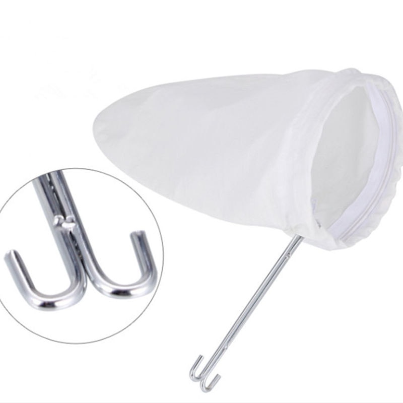 Thai Tea Filter Stainless Steel Traditional Thai Style Asian Pulled Tea Strainer with Zipper Removable Strainer Sock