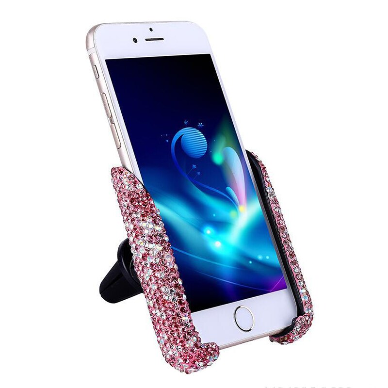 Universele Auto Telefoon Houder Kristal Strass Auto Air Vent Beugel Clip Mobiele Telefoon Houder Voor Iphone Auto Stand Mobiele Telefoon holde