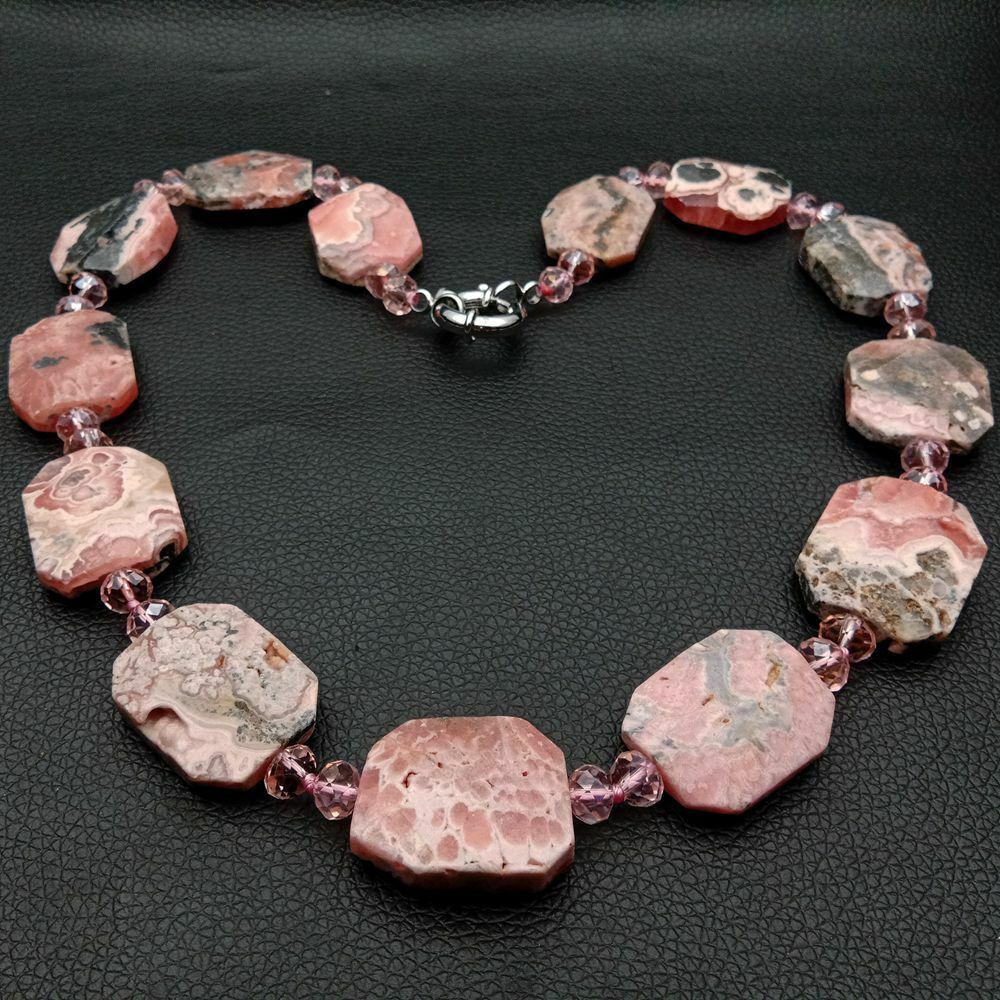 22 ''23x28MM Naturale Rosa Rodocrosite pepita Rosa Collana di Cristallo