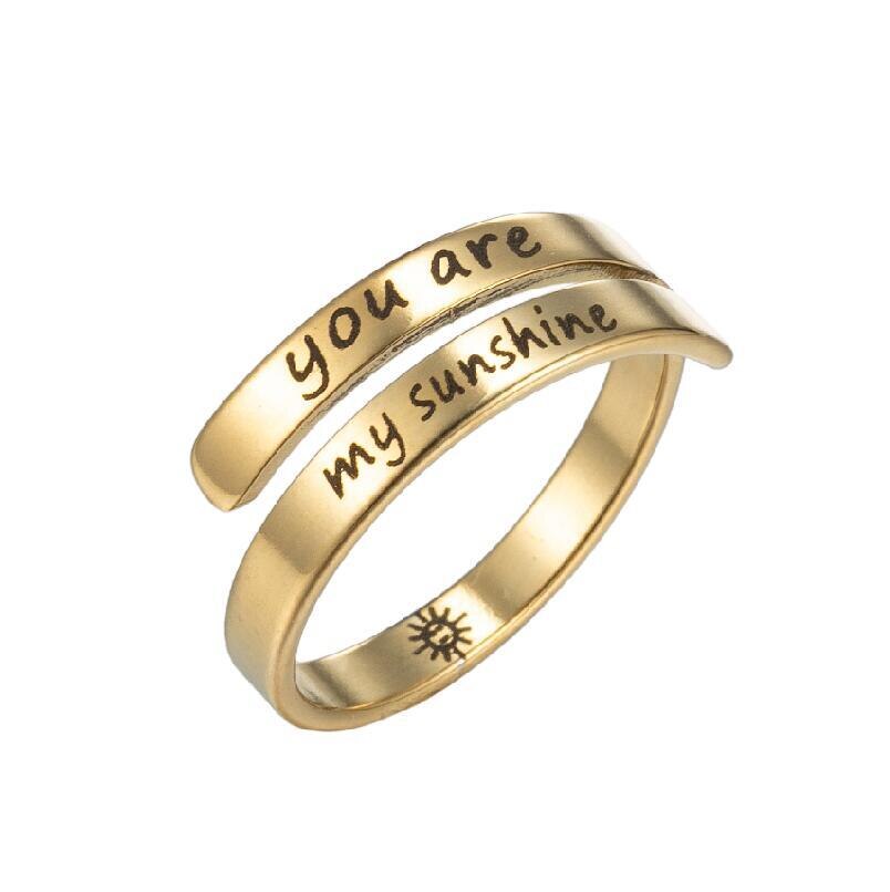Kreative Gravieren knapp Ring Für Frauen Punk Wort ICH Behälter genug Paar Ring Sie Sind Mein Sonnenschein furchtlos Inspirierende Schmuck BFF: Typ 2