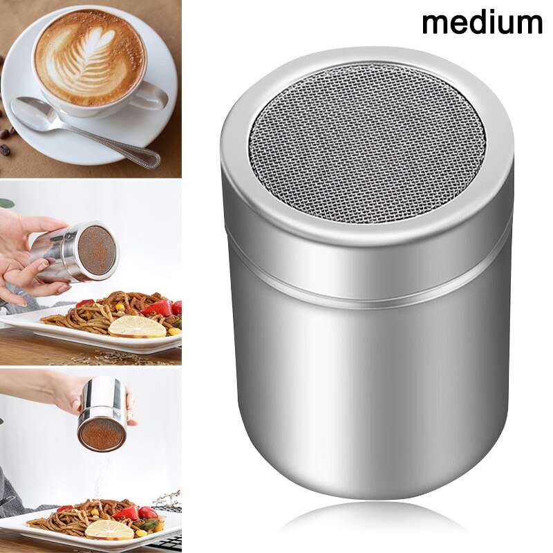 Chocolade Shaker Deksel Rvs Icing Suiker Meel Cacaopoeder Koffie Zifter Koken Tool L5: m