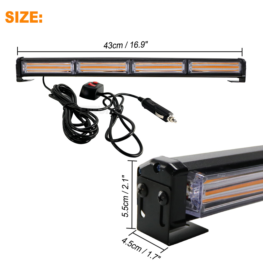 Auto Strobe Warnlichtleiste Polizei Blink Gelbe LED COB Polizei Notfall Blinkende Signallampe Leuchtfeuer für Fahrzeugsicher 12V 24V