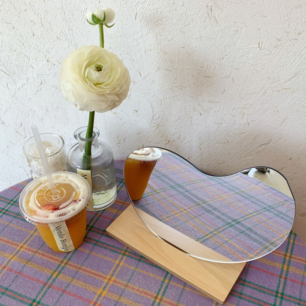 Make-Up Spiegel Onregelmatige Make Up Spiegel Ster Vorm Acryl Lens Houten Base Beauty Tools