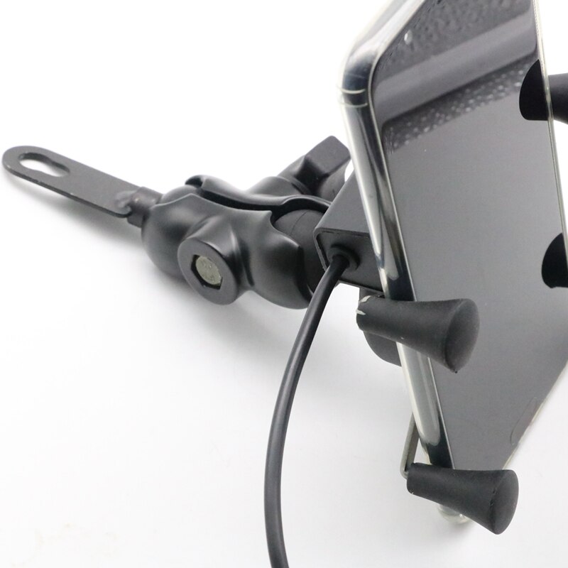 Motorcycle 2 In 1 360 Degree Adjustable Phone Holder Universal Rotary Phone Holder With Usb Charger