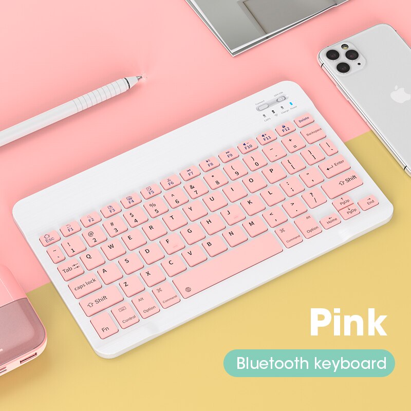 Bluetooth Pink Keyboard Mouse Combo Set For iPad Surface Tablet Laptop Wireless Silent Keyboard Mute Mini Size Keyboard Mouse: Pink Keyboard