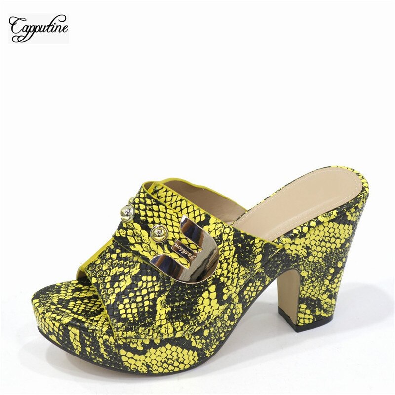 Aankomst Slippers Met Stenen Grijs Afrikaanse Hoge Hak Schoenen CR2121 Hak Hoogte 10Cm