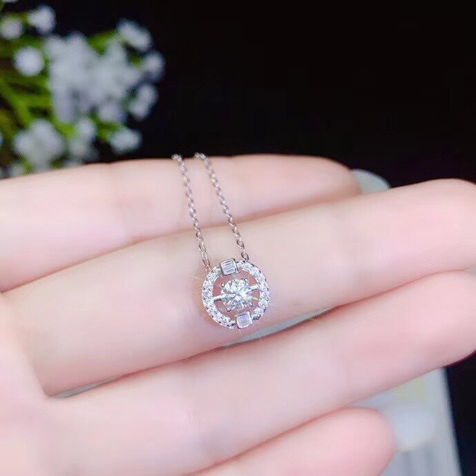 Glänzende moisanit-edelsteinkette, damen-silberkette, schmuck, 925 sterlingsilber-geburtstags- und jahresandenken