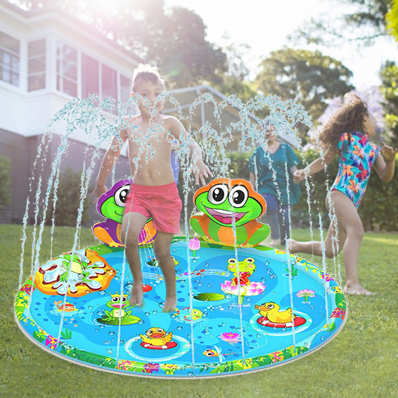 Sommer Im Freien Frosch Splash Matte Im Freien Rasen Kinder Wasser Spielzeug Sprinkler Pad Wasser Spray Pad