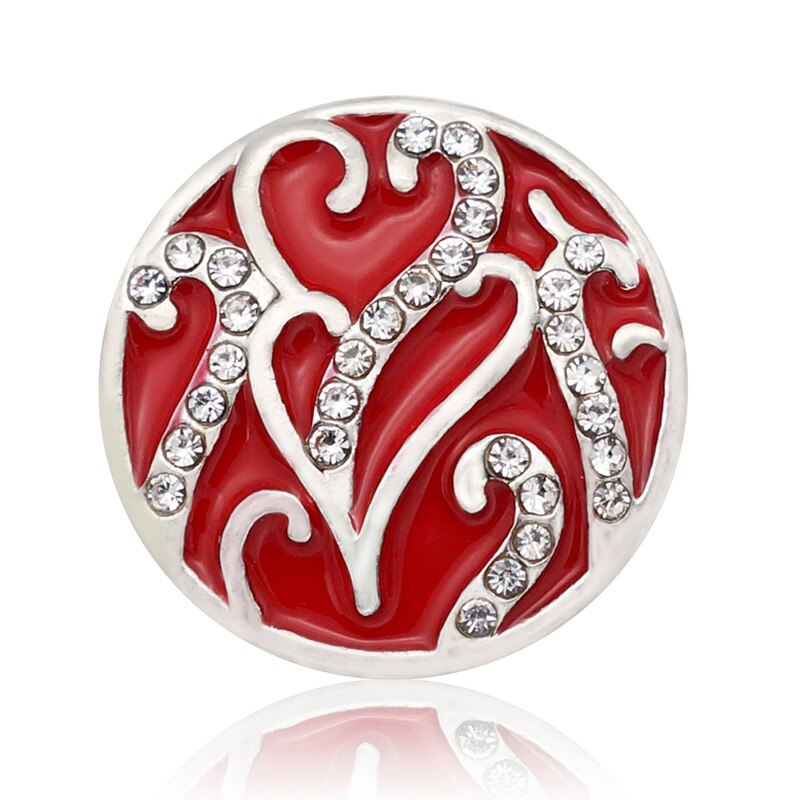 Offre Spéciale beauty – strass cœurs colorés 18MM, boutons à pression pour bracelet à pression, bijoux à pression, , KZ2075: red