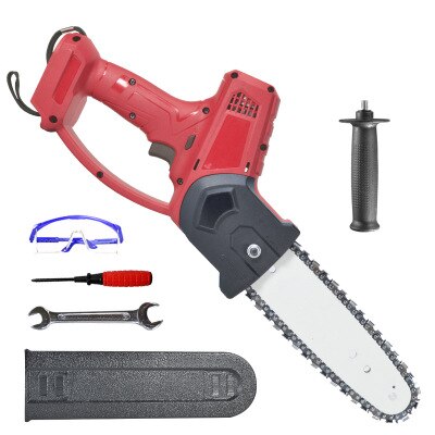 8 inch 1080W Electric Pruning Saw Chainsaw Wood Cutters Bracket Brushless Motor Garden Logging For Makita 18V Battery: Red