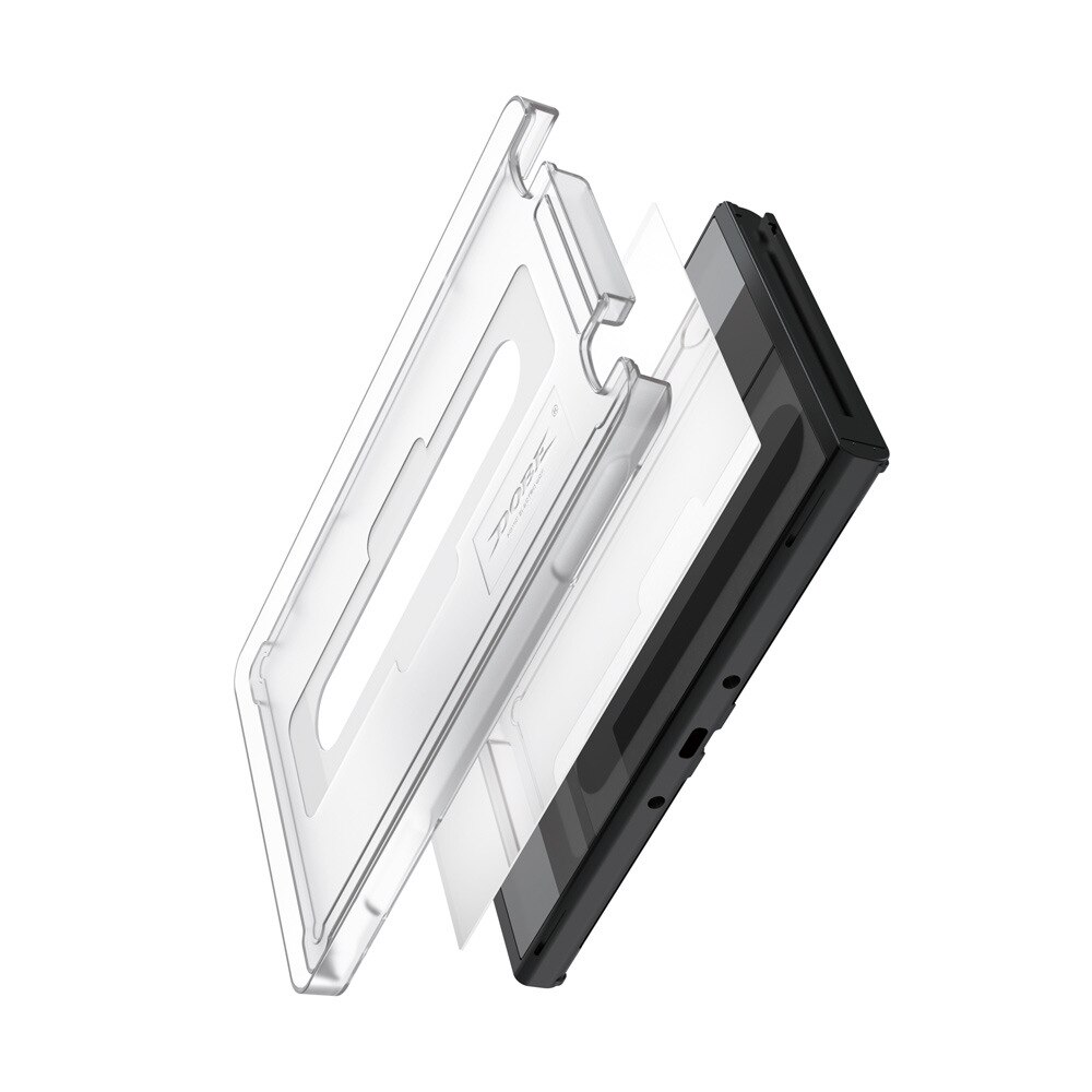 For Nintendo Switch OLED Host Glass Protective Film QLED Host Screen Anti-fingerprint Protector Tempered Film + Film Assistant