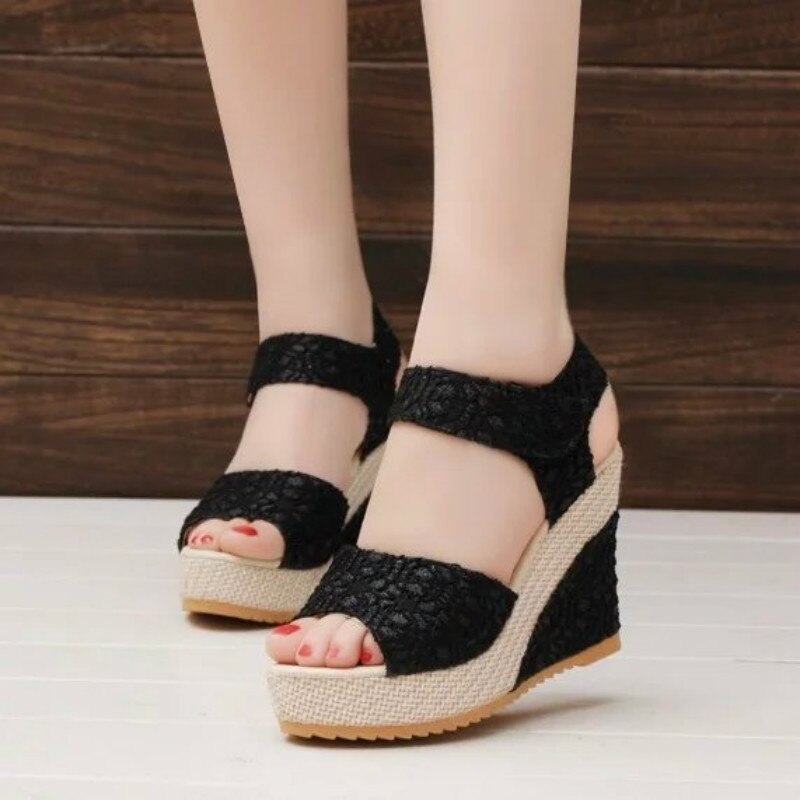 Schoenen Vrouwen Sandalen Zomer Open Teen Vis Kop Mode Platform Hoge Hakken Wig Vrouwelijke Verhogen
