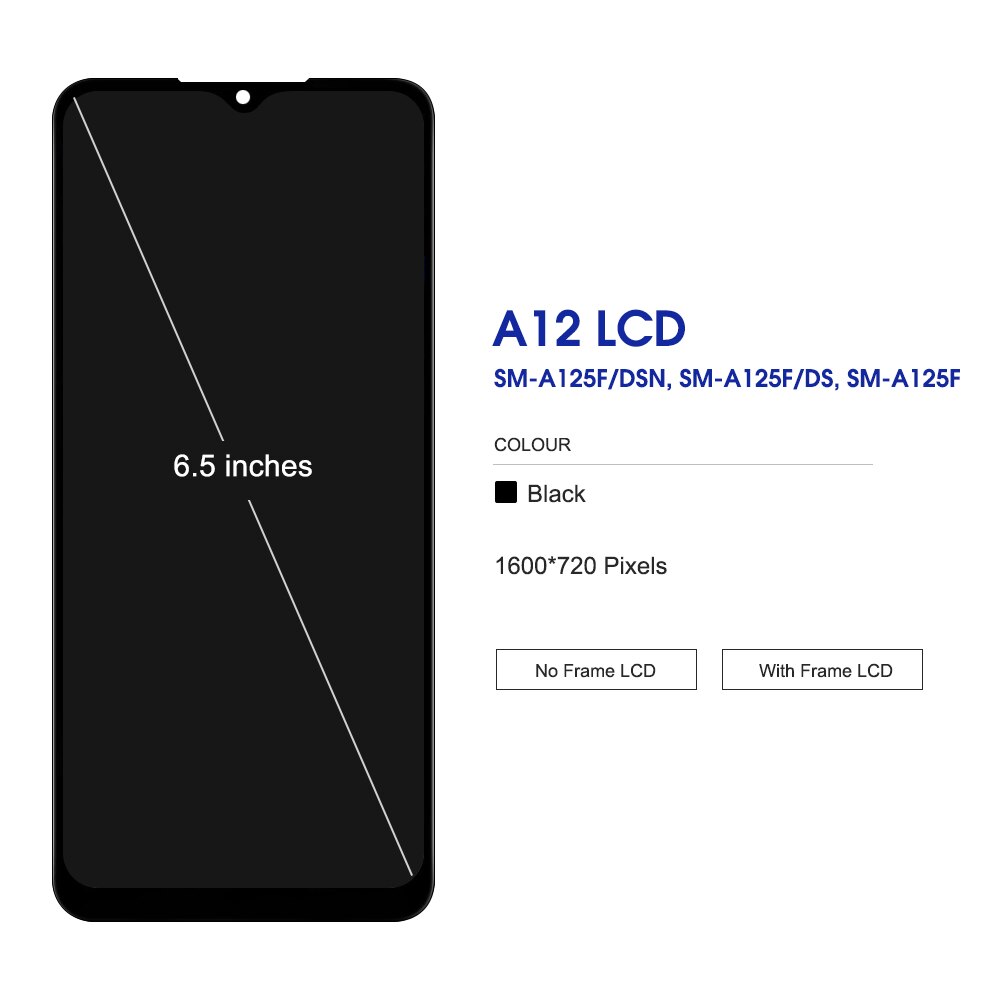 100% Originele 6.5 &#39;&#39;Display Voor Samsung Galaxy A12 Lcd A125F A125F/Ds Display Lcd Touch Screen Digitizer Vergadering vervanging