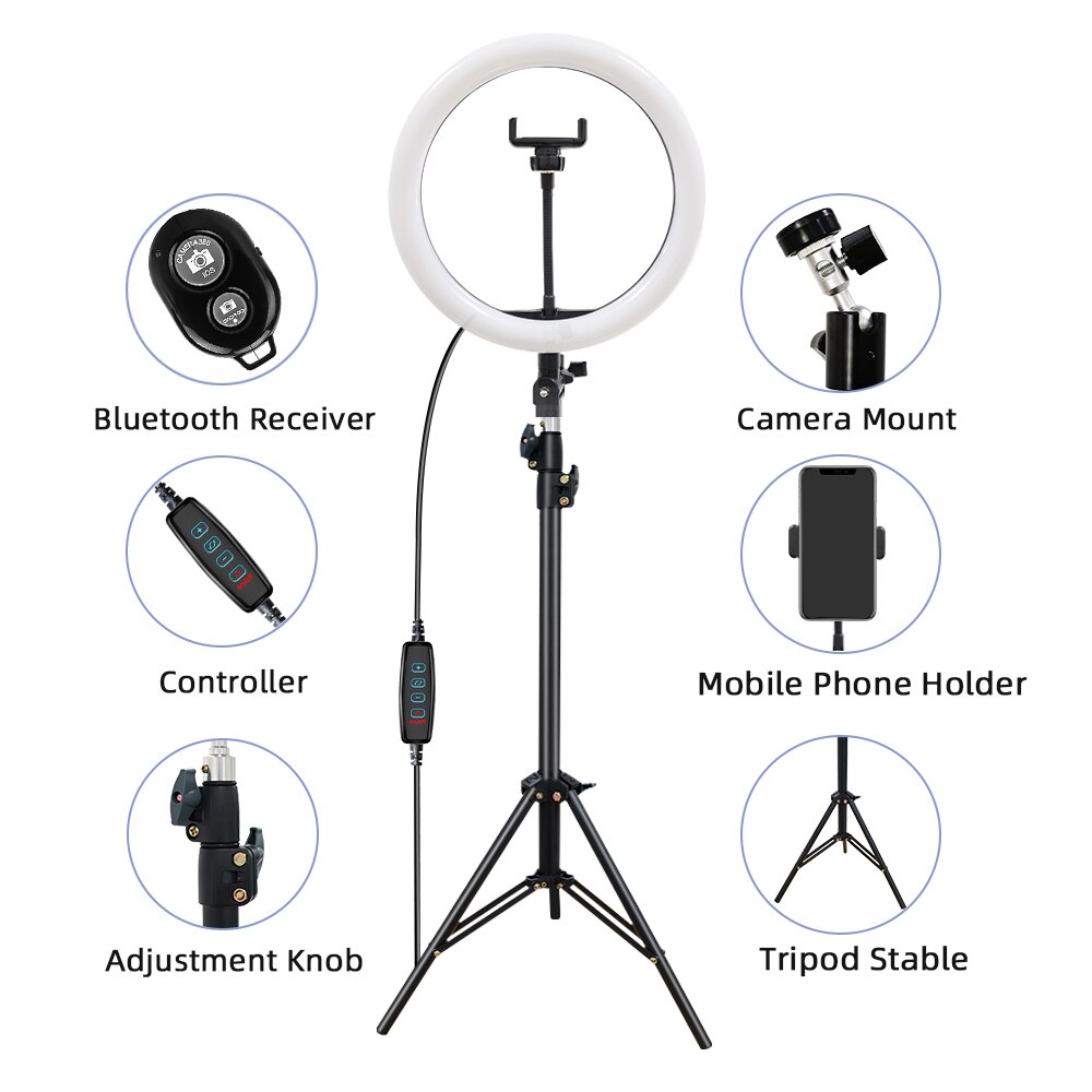 10in LED Selfie Anello di Luce With2.1mTripod Illuminazione Fotografica Con La Luce Della Lampada Ring Per Rendere Per Mobile Youtube Il Treppiedi Per Il Telefono