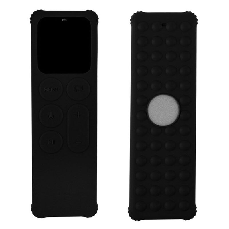 Tv fjernbetjening blødt silikone beskyttelsescover sleeve cover skin til apple  tv 4 4th remote case: Sort