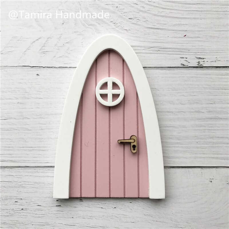 Hand Made pink Arch Fairy door great for girls miniature magic fairies tooth fairy door Set Dust Welcome Mat Feet Printer: Door Only