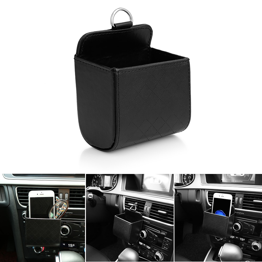 Bil luftuttak bil multifunksjonell lufteventil organisator mobiltelefon oppbevaringspose hengende bag for kjøretøy