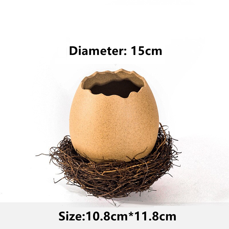 Moderne Eenvoudige Keramische Ambachten Persoonlijkheid Creatieve Dessert Kom Hydrocultuur Ei Shell Struisvogel Ei Vaas Woondecoratie: 06 / 1pcs