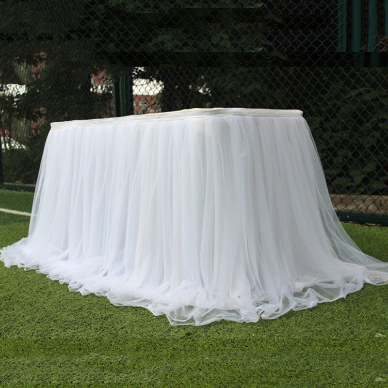 Tutu Tulle Tafel Rok Elastische Mesh Tulle Servies Tafelkleed Voor Bruiloft Tafel Decoratie Thuis Textiel Accessoires #1: WHITE