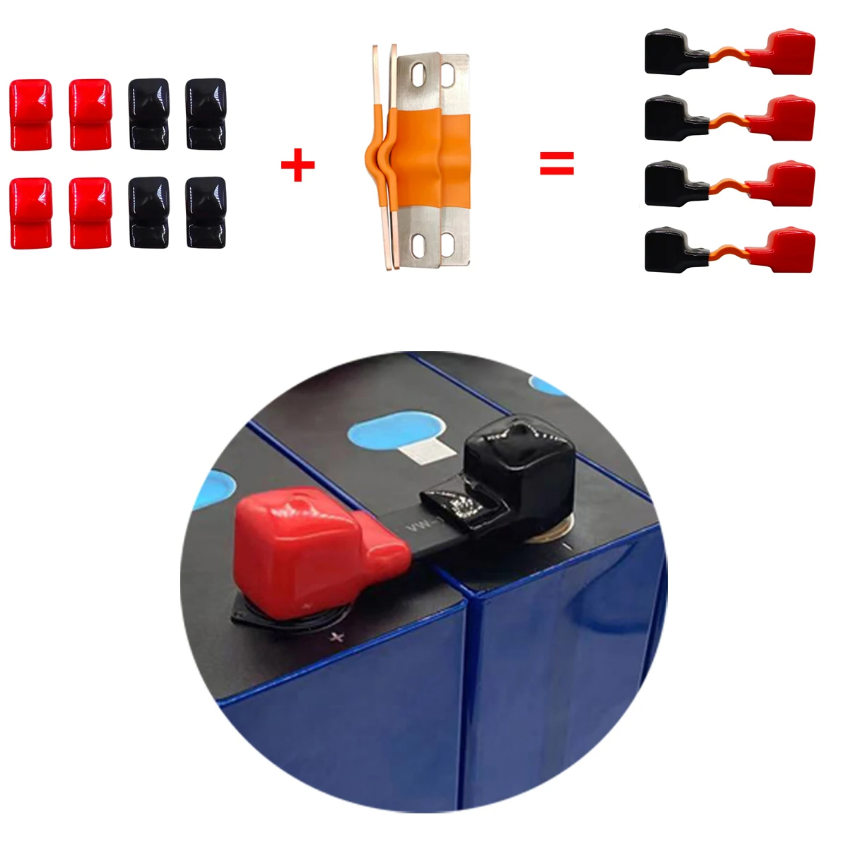 Lifepo4 Battery Flexible Busbar 72mm 300A Lithium Battery Straps Clips Stud Connecting Bars Pure Copper For LFP 230Ah 280AH 280K