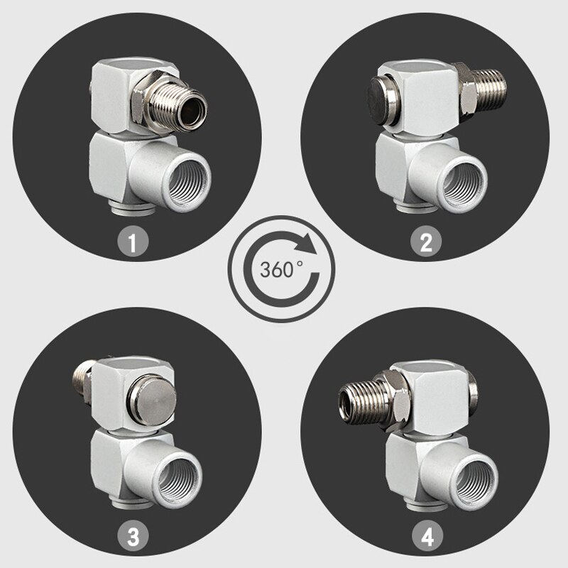 1/4" Pneumatic Part Universal 360 Swivel Air Hose Connector Adapter Flow Aluminum Alloy Tool Used for compressor, car painting
