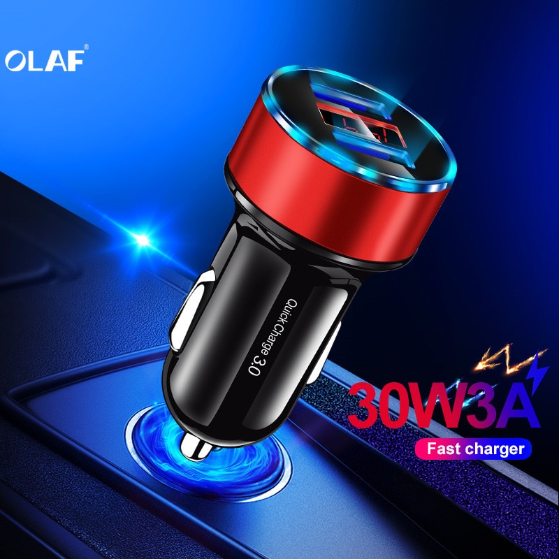 Olaf Qc 3.0 Usb Car Charger Voor Samsung A50 S9 Quick Charge 3.0 30W 3A Snelle Lading Autolader 2 Usb-poort Mobiele Telefoon Laders