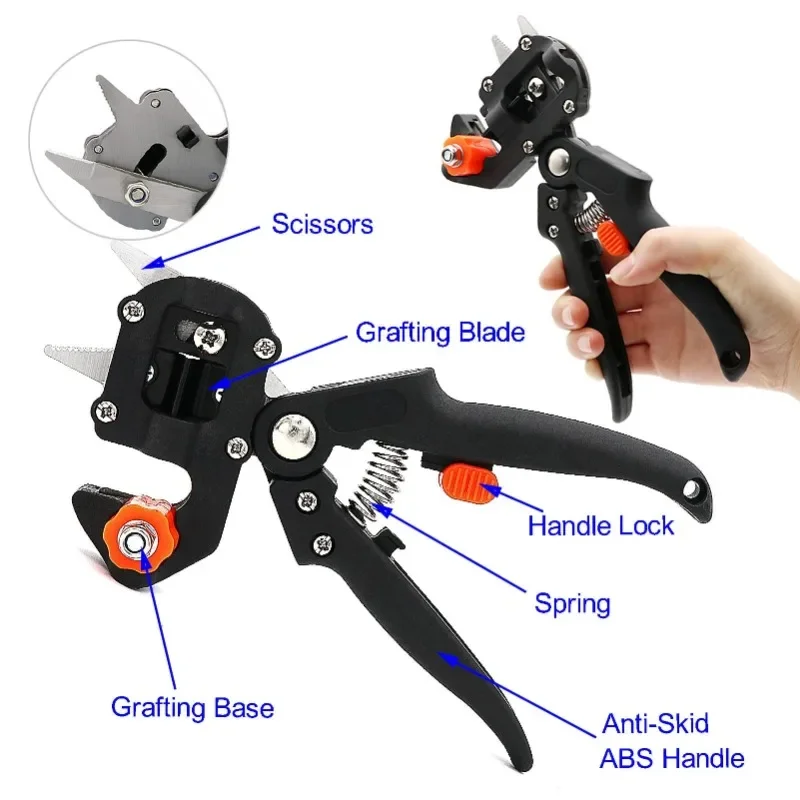 Kit d'Outils de Greffage 2 en 1, Sécateur de Jardin avec Remplacement de Branches de Plantes, de Vigne, d'Arbres Fruitiers, Analyste d'Outils de Coupe, Ciseaux