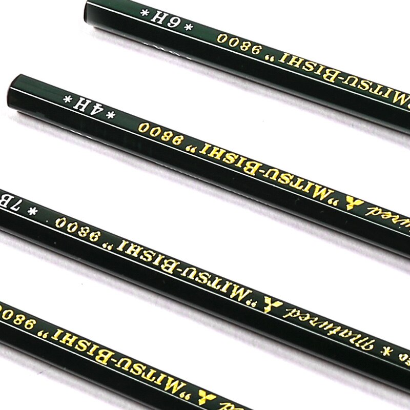 12/22 pinner uni mitsubishi blyant 9800 testkort tegneblyanter kunstskisseblyant