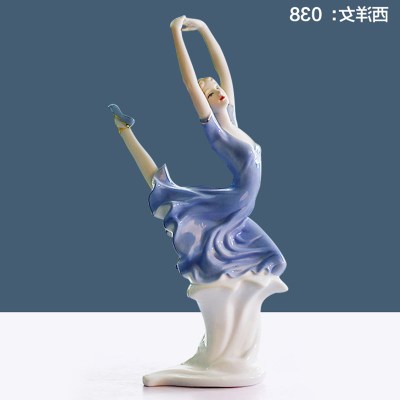 Decoración moderna para el hogar, artesanía de cerámica, figura de chica bonita, estatua, adornos europeos, vitrina de exhibición,: YELLOW