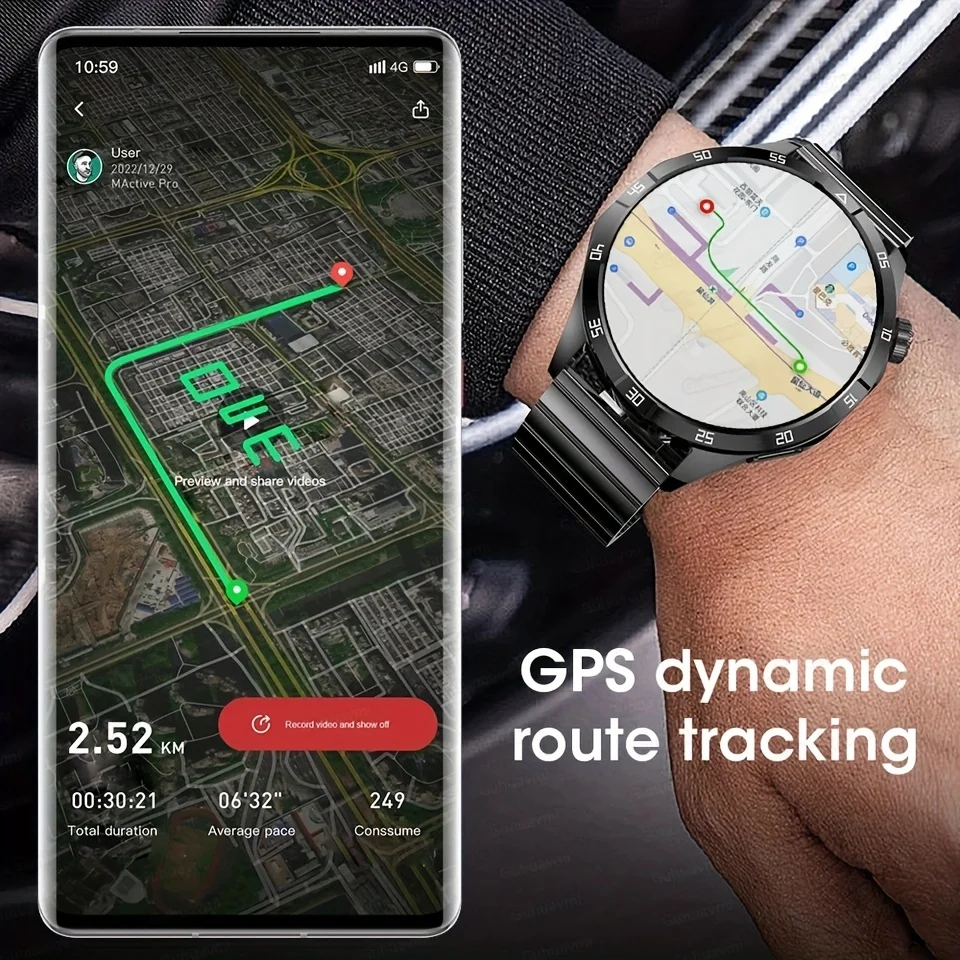 2025 Nuovo 4 pro accorto guarda da uomo Schermo AMOLED HD da 1,43 pollici GPS Chiamata Bluetooth Monitoraggio della saluto Funziona per androide IOS ragazza