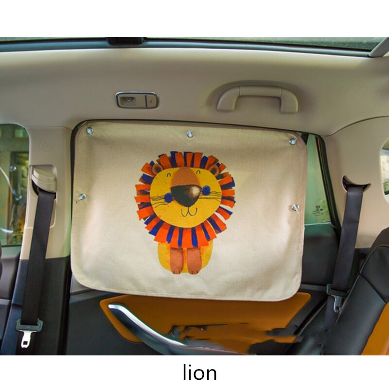 Pare-soleil pour pare-brise de voiture, 70x50cm, joli dessin animé, protection pour fenêtre latérale arrière: lion