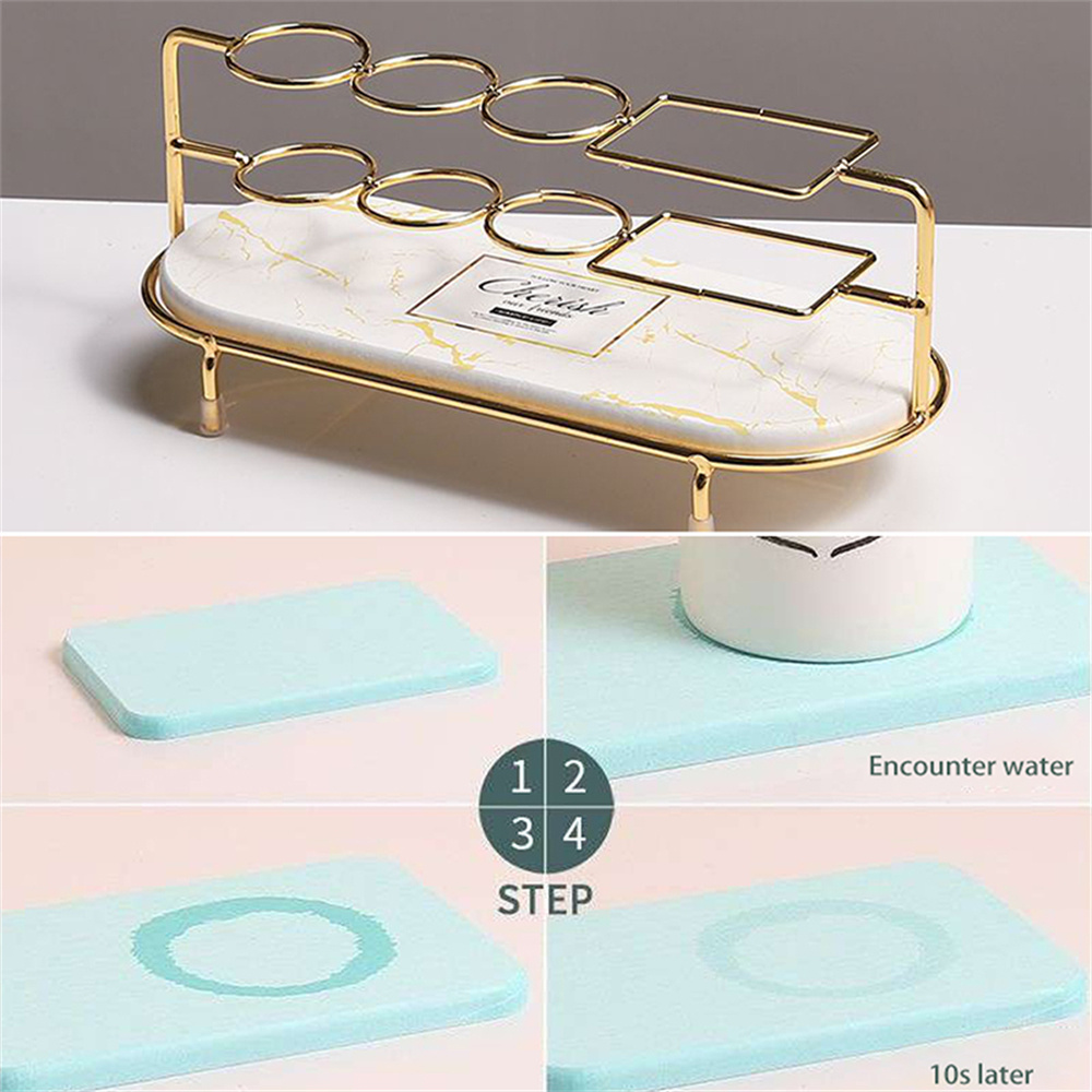 Diatomite Electric Toothbrush Holder Quick-drying Absorbent Pad Toothbrush Toothpaste Organizer Gold Toiletries Storage Shelf