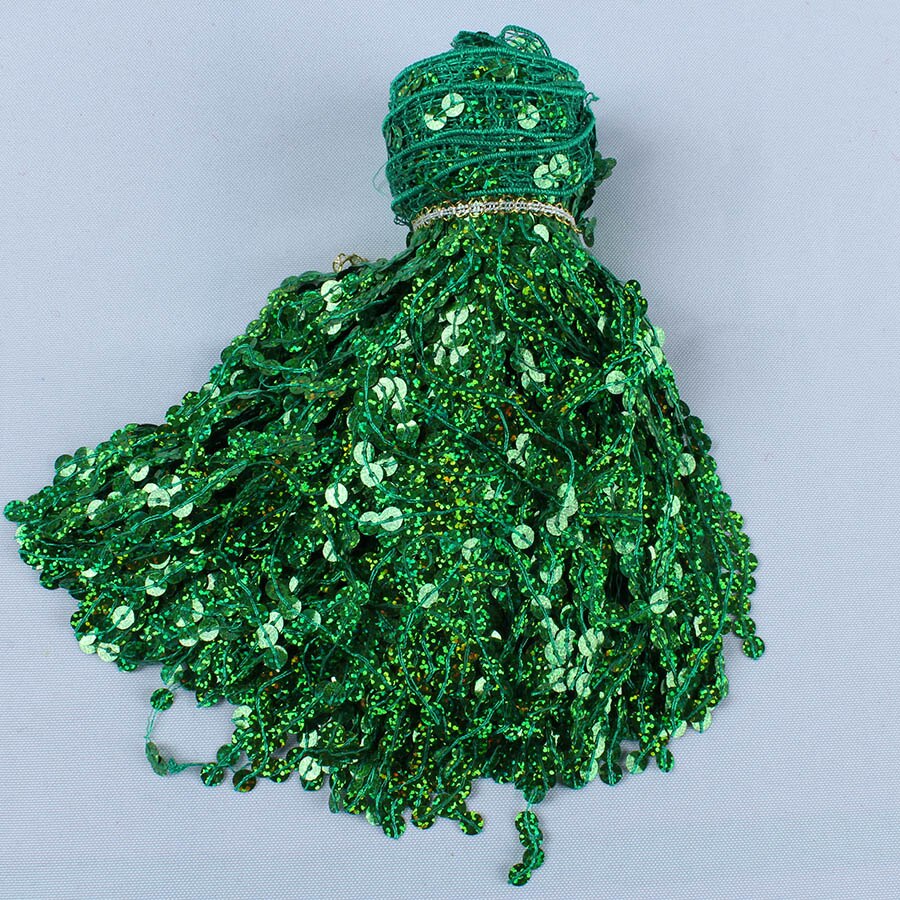 6 Metri/lotto Olografica Paillettes Nappe E Frange Tenda Decorativa pizzo ordinare Nappe Fai Da Te Accessori di ABBIGLIAMENTO patchwork: Wide 30cm / verde