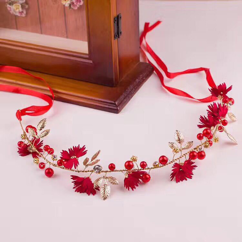 Girls Bridal Headband Imitated Pearl Crowns Girls Bridal Wedding Headband Floral Garland Romantic Flower Headband Girls: Rhodium Plated
