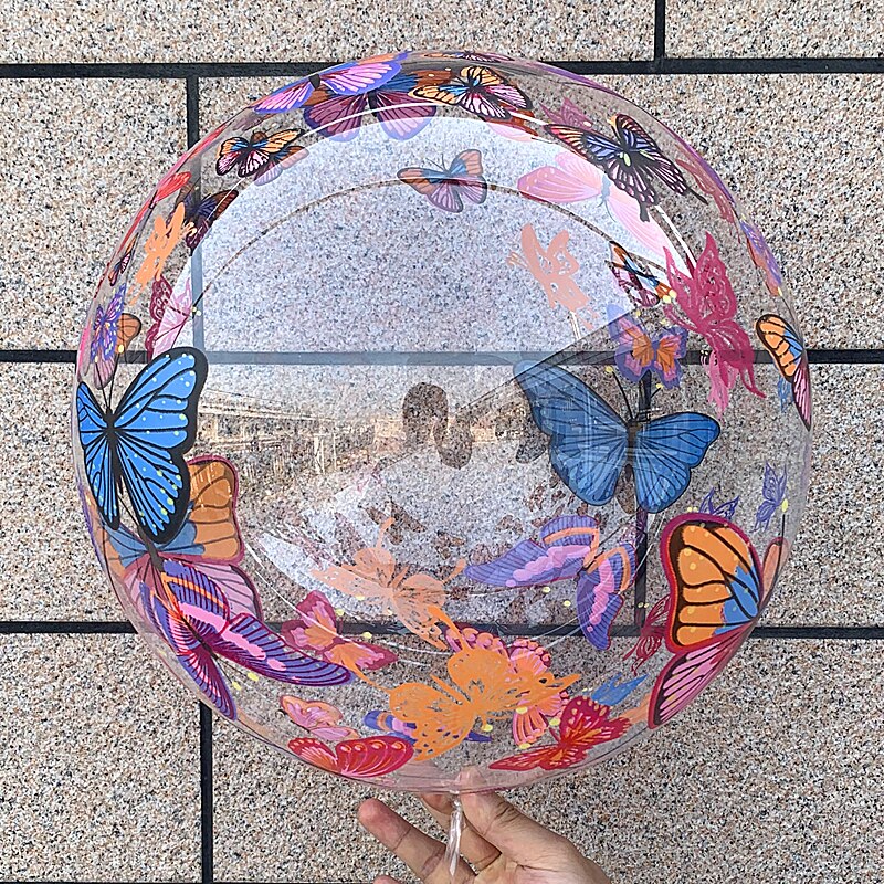 BOBO – ballons à hélium avec impression papillon, décorations pour anniversaire de mariage, fête prénatale, fournitures transparentes