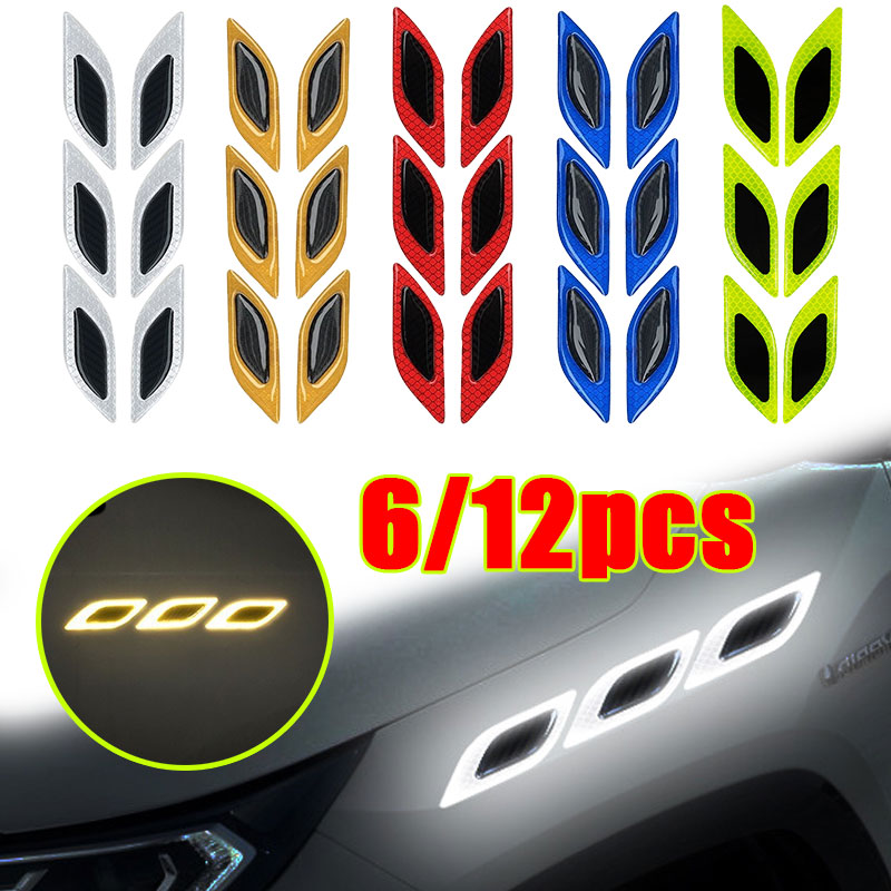 6 pcs/12 pcs Auto Reflecterende Stickers Anti-Kras Veiligheidswaarschuwing Sticker voor Vrachtwagen Auto Motor Exterieur decoratieve Accessoires