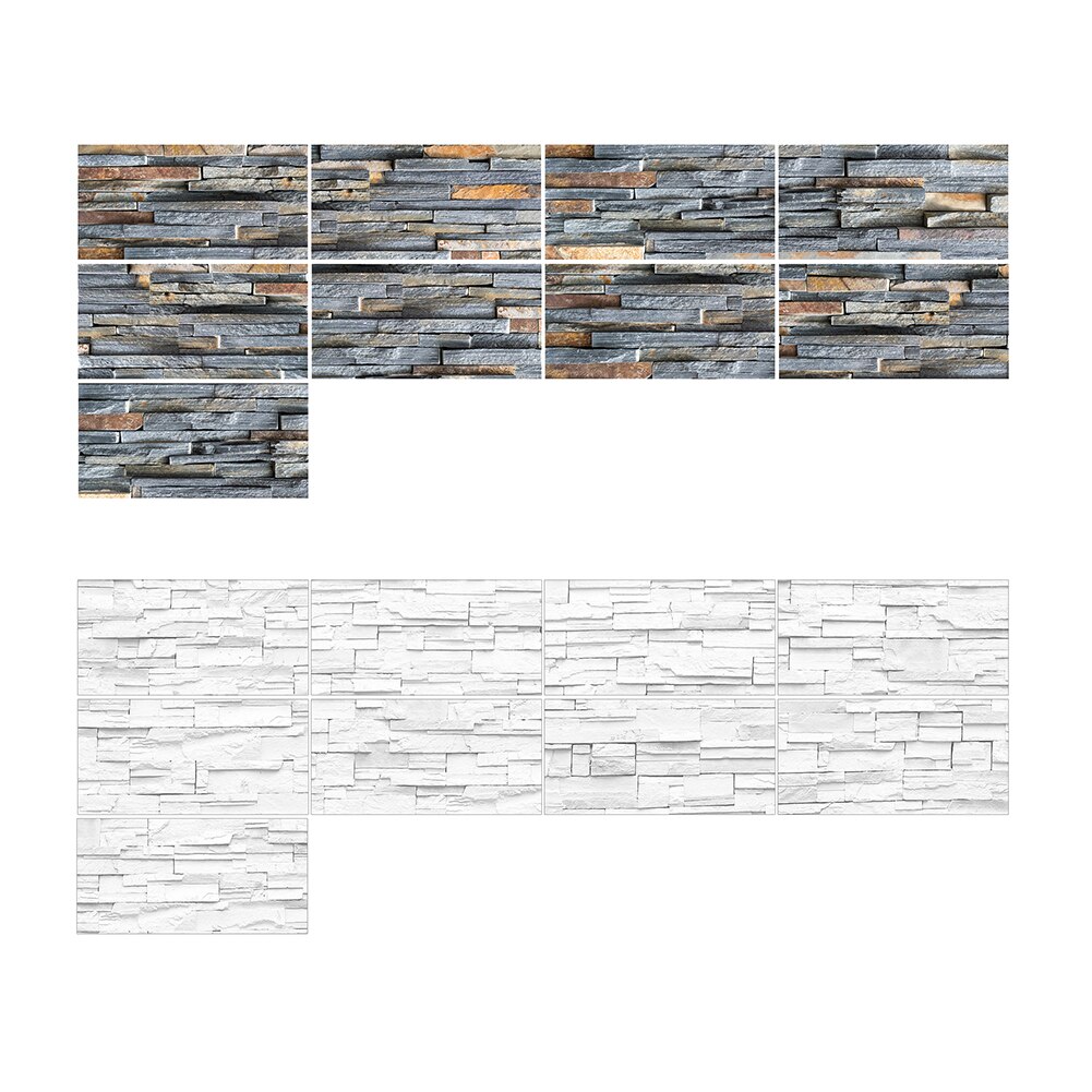 9 kpl 20 x 10cm tiilikivijäljitelmä vedenpitävä laatta tarra tee itse tehty lattiaseinäkoriste sopii ihanteellisesti olohuoneesi sisustamiseen,