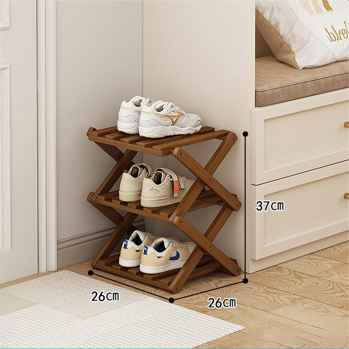 2-6 Tier Installation Free Bamboo Shoe Rack for Home Use, Simple Breathable Shoe Shelf, Multifunctional Foldable Storage Rack: Dark Khaki