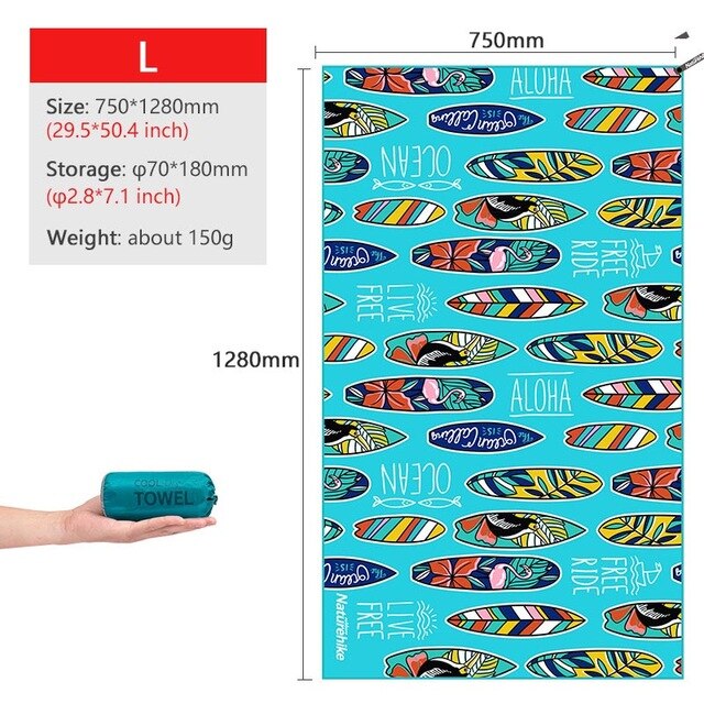 Naturehike Quick Dry Compact Towels Swimming Towel Portable Travel Bath Towel Camping Face Towel Gym Fitness Towel: Blue L