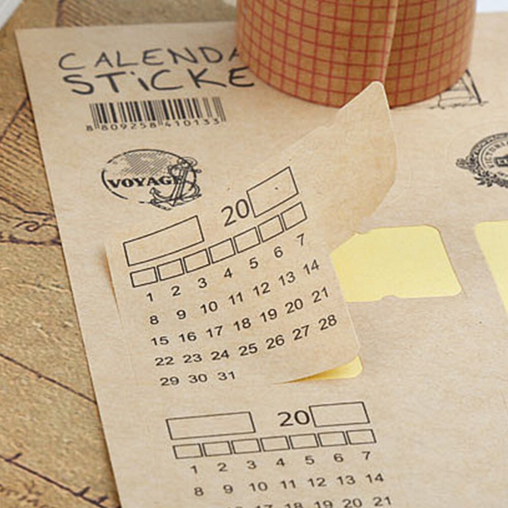 4 Sheets Calender Handwritten Index Paper Organizer Stickers Notebook Label Stationery