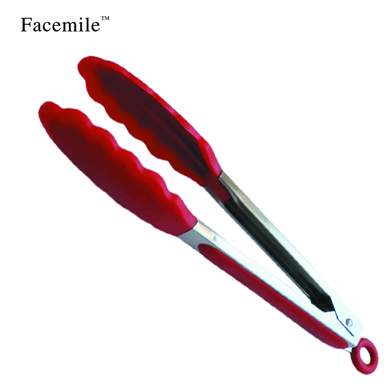 9inch 25CM Stainless Steel Utensils Kitchen Tongs Food Clip Silicone Rubber Tip Bakeware Tools Baking Accessories Green 52067
